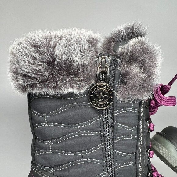 Santana Canada Maldine 2 Boots Women's Size 7 Black Leather Faux Fur Winter Boot - Picture 8 of 15